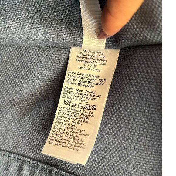 J. Crew Floral Chambray Canvas Structured Tote Blue Boho Coastal Beach Picnic - Picture 9 of 16